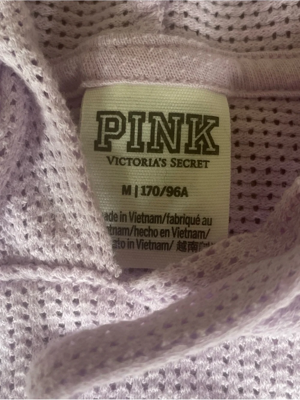 PINK Victoria's Secret lavender Crop Waffle-Knit Hoodie Medium